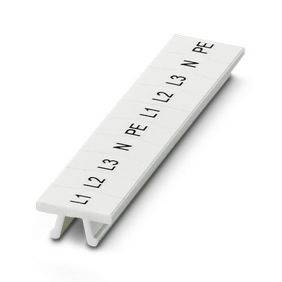 Phoenix Contact Zack Marker Strip; ZB 5;LGS:L1-N;PE; 10-Section; 5.2mm Width; Horizontal Printing: L1 L2 L3 N PE